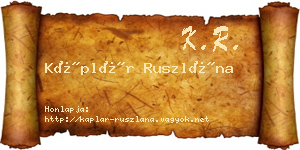 Káplár Ruszlána névjegykártya